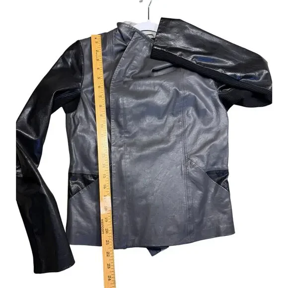 VINCE Lambskin Gray Leather Jacket Colorblock - Size small